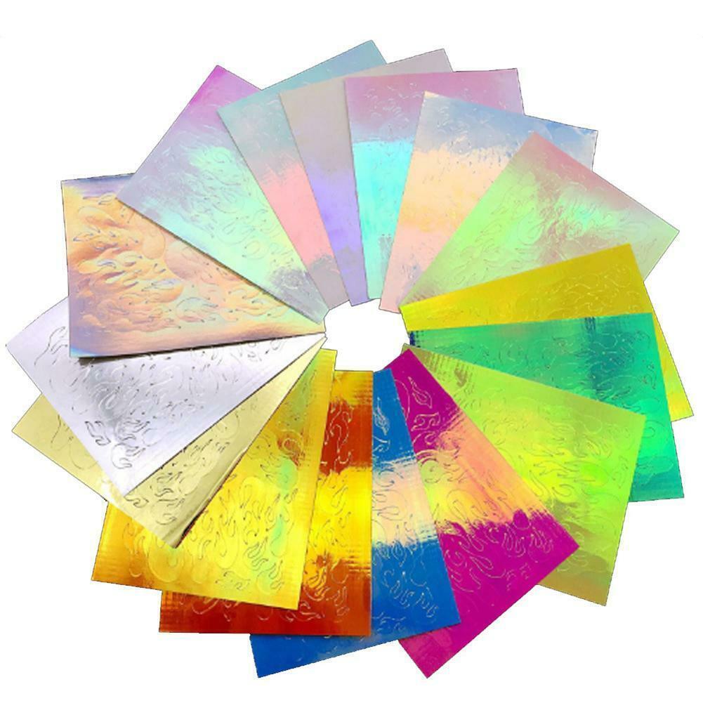 Holographic Fire Flame Stickers - 16Pcs Self-Adhesive Decals for Laptop, Phone, Skateboard, Water Bottle - Cool Vinyl Decoration for Teens & Adults