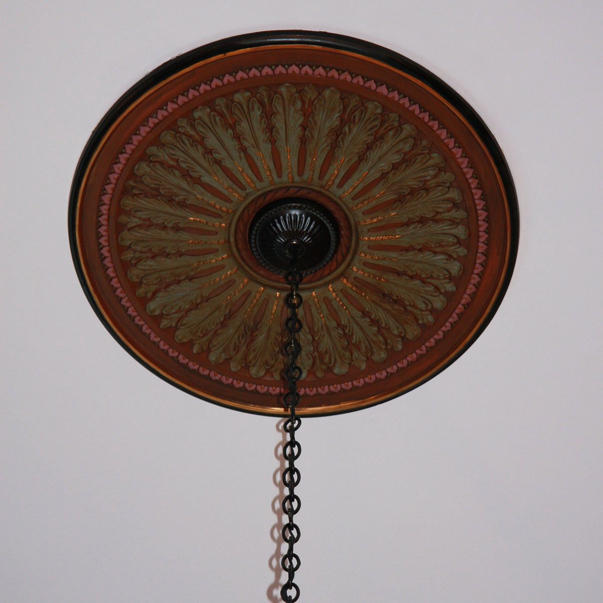 Ekena Millwork 29 Inch Oakleaf Ceiling Medallion - Hand-Painted Pot of Cream Design - 29 1/8
