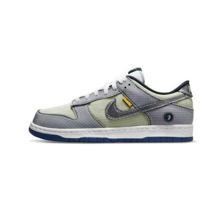 Nike Dunk Low x Union LA Passport Pack Sneakers - Pistachio Green, Midnight Navy & Silver Colorway | Men's Basketball Shoes for Streetwear & Casual Outfits