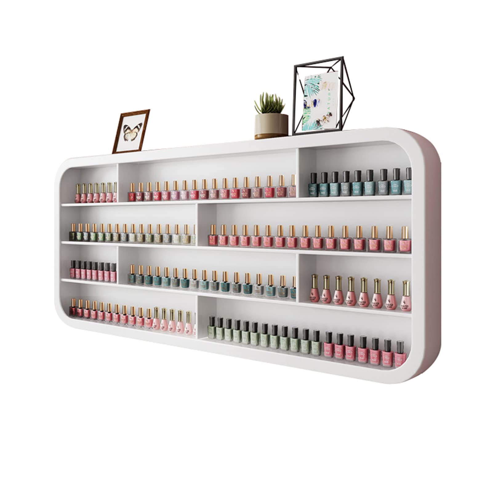 Premium Metal Wall-Mounted Nail Polish Display Shelf - Essential Oil & Makeup Organizer for Salon & Home Decor | Nail Polish Storage Rack, Perfume Display Cabinet | Perfect for Nail Salons, Beauty Shops & Home Vanity Organization