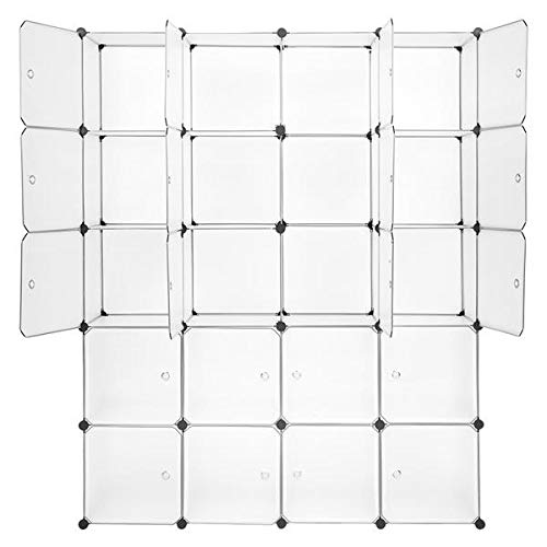 20-Cube Stackable Plastic Storage Organizer - Modular Closet Cabinet with Hanging Rod, White | Space-Saving Shelving Unit for Bedroom, Closet, Office & Kids Room Organization