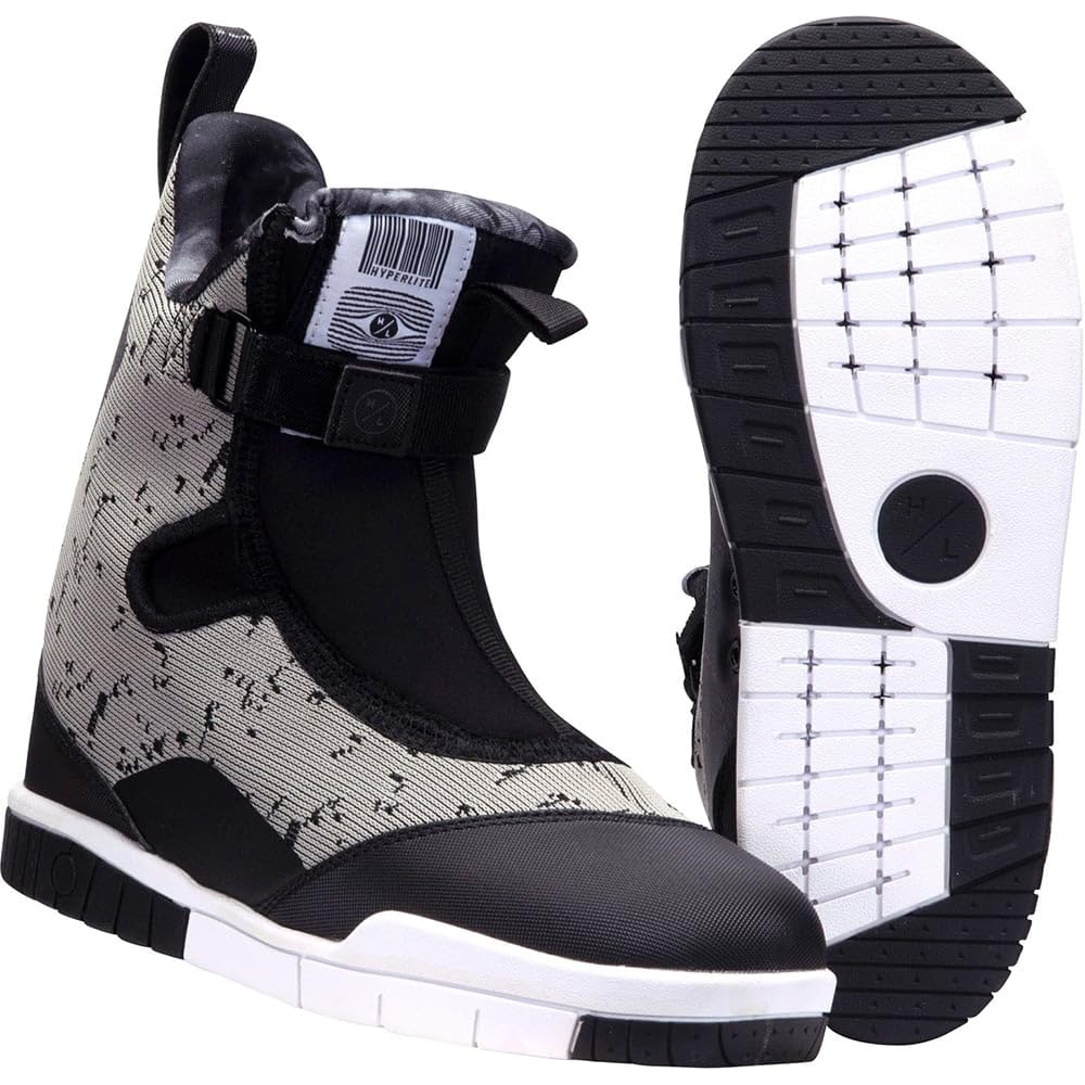 Hyperlite Gooey Men's Wakeboard Bindings - Black/White Size 7 | Comfortable & Secure Fit for Wakeboarding, Water Sports & Boat Rides | Perfect for Beginners & Advanced Riders
