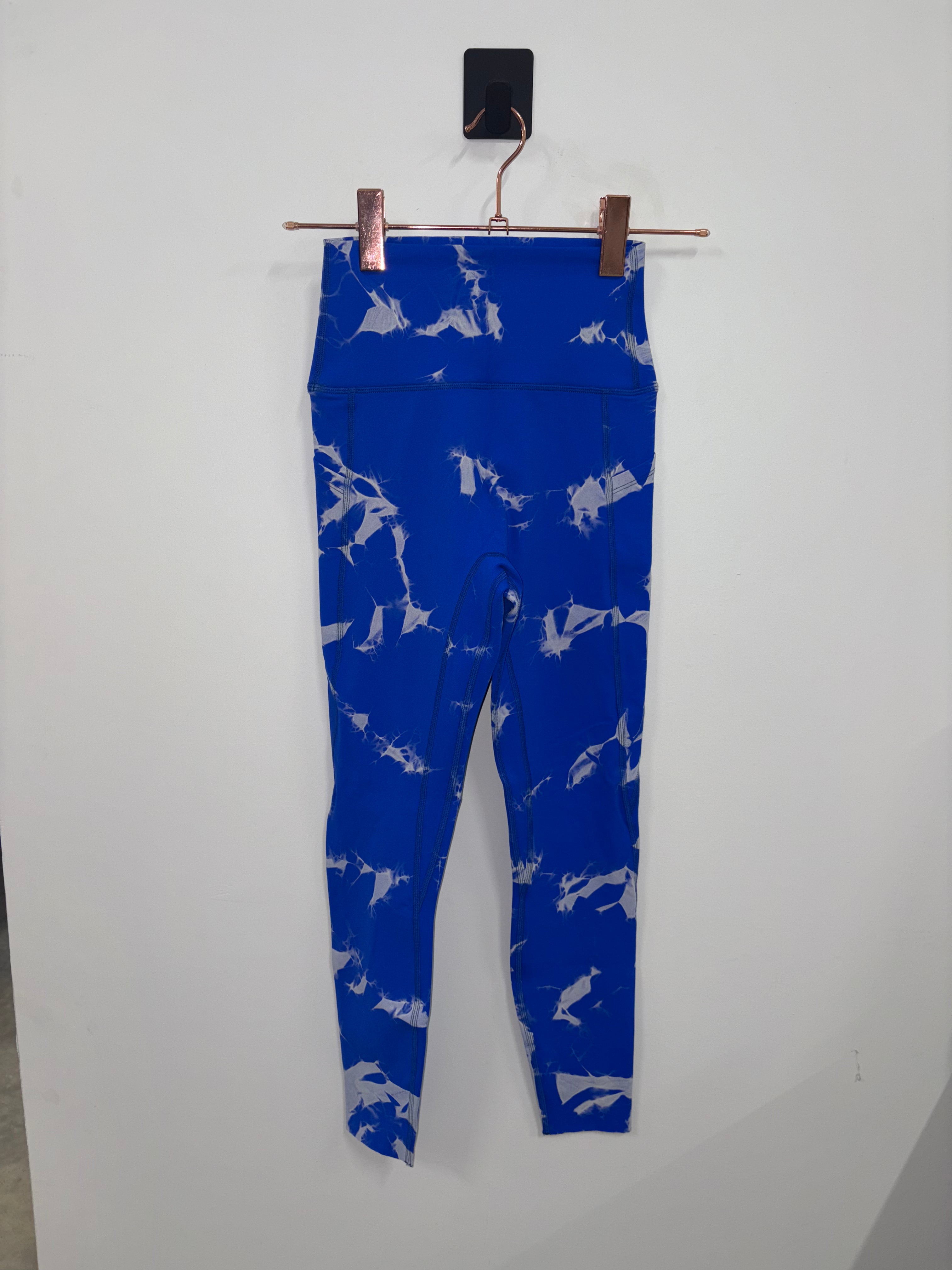 Lavish High-Waisted Yoga Leggings with Pockets - Blue Tie Dye Small | Women's Workout Pants for Running, Gym & Lounge