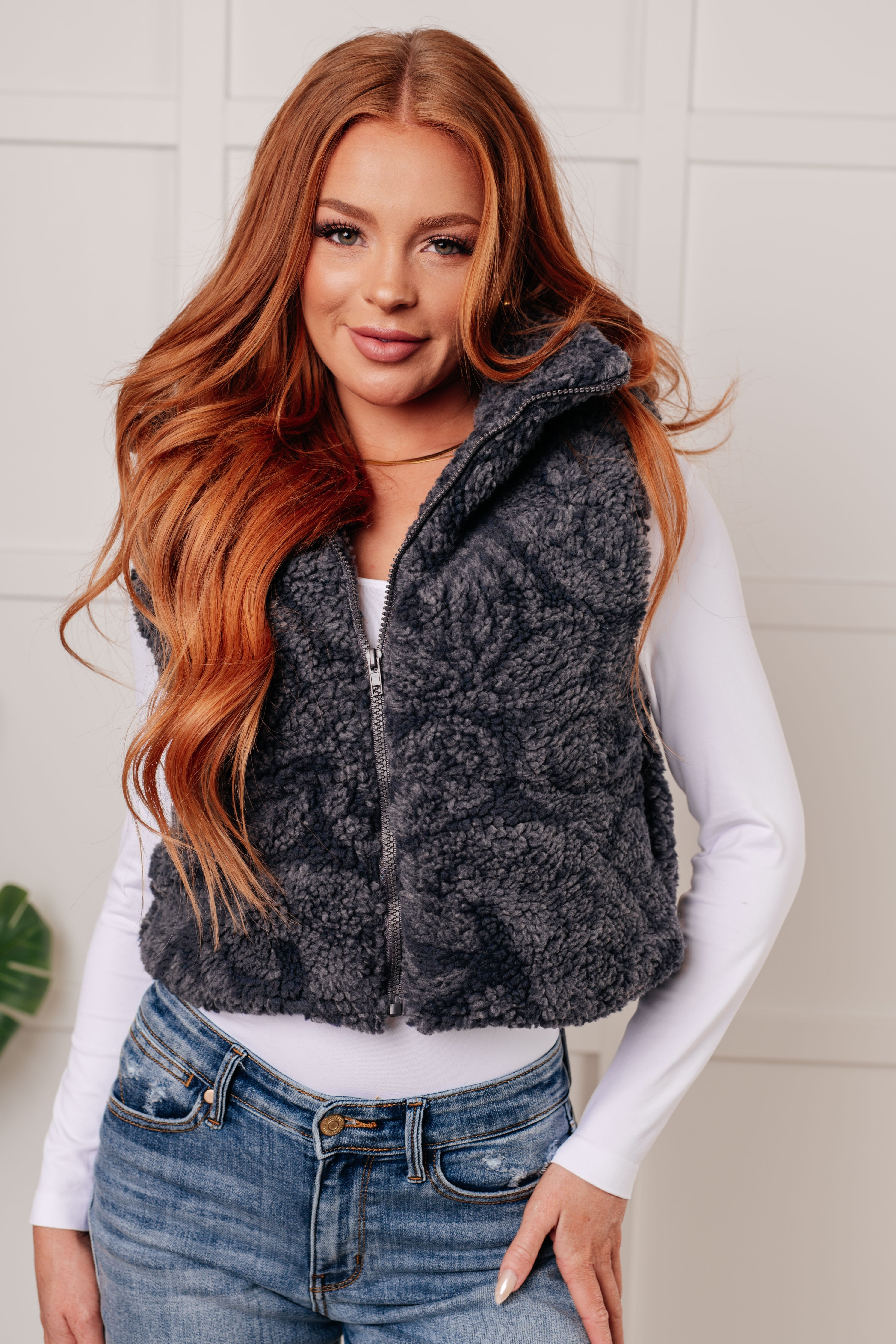 Just One More Layer Paisley Sherpa Print Vest - Women's Fashion Winter Warm Fleece Vest for Layering Outfits | Perfect for Casual Wear, Office Style & Outdoor Activities