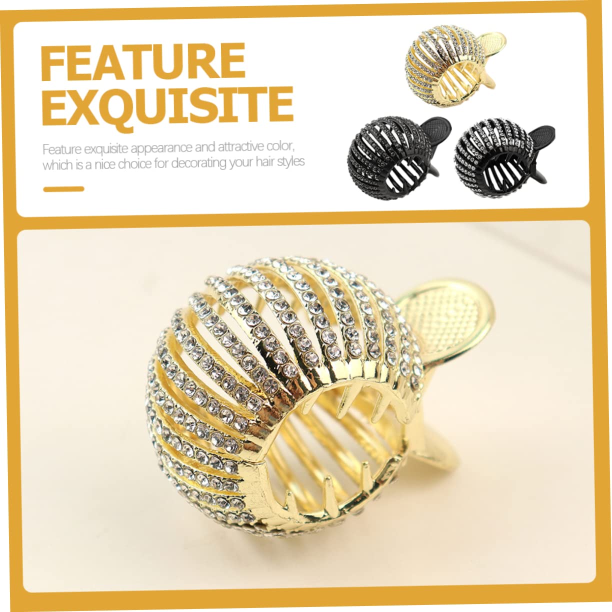 Minkissy 3Pcs Rhinestone Hair Clips for Women - Small Jaw Clips for Fine Long Hair, Ponytail Holder, Sparkling Hair Accessories for Parties, Weddings & Everyday Style