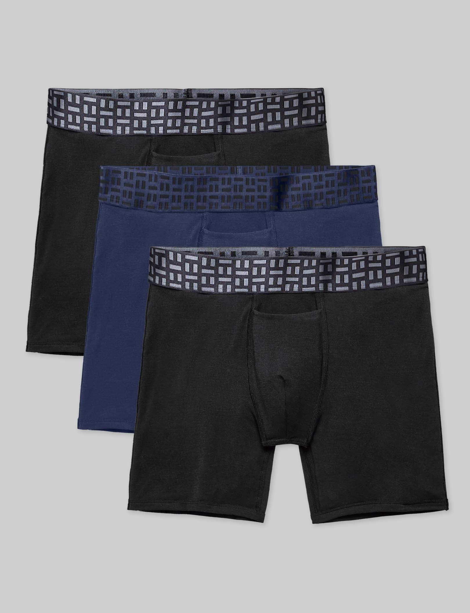 Apollo Mid Length Boxer Briefs - 6 Pack (3 Pairs) - Soft Breathable Cotton Underwear for Men - Perfect for Workout, Running & Everyday Comfort