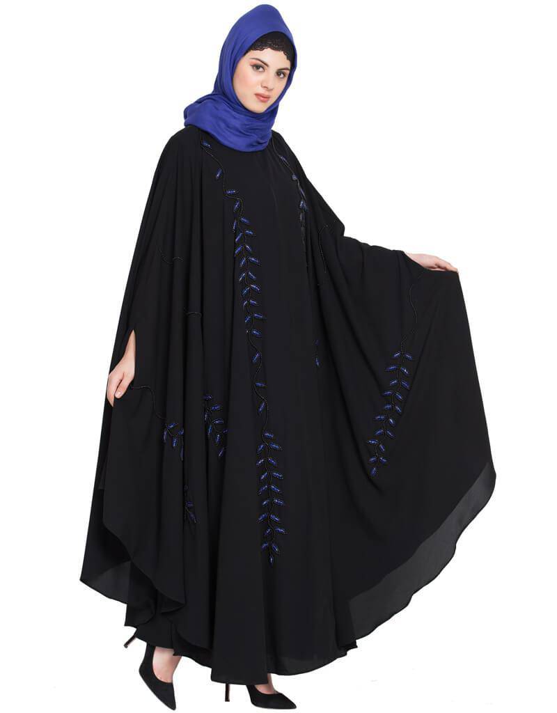 Handmade Iranian Arabic Kaftan - Black & Blue Traditional Embroidered Dress for Women | Perfect for Weddings, Parties & Special Occasions