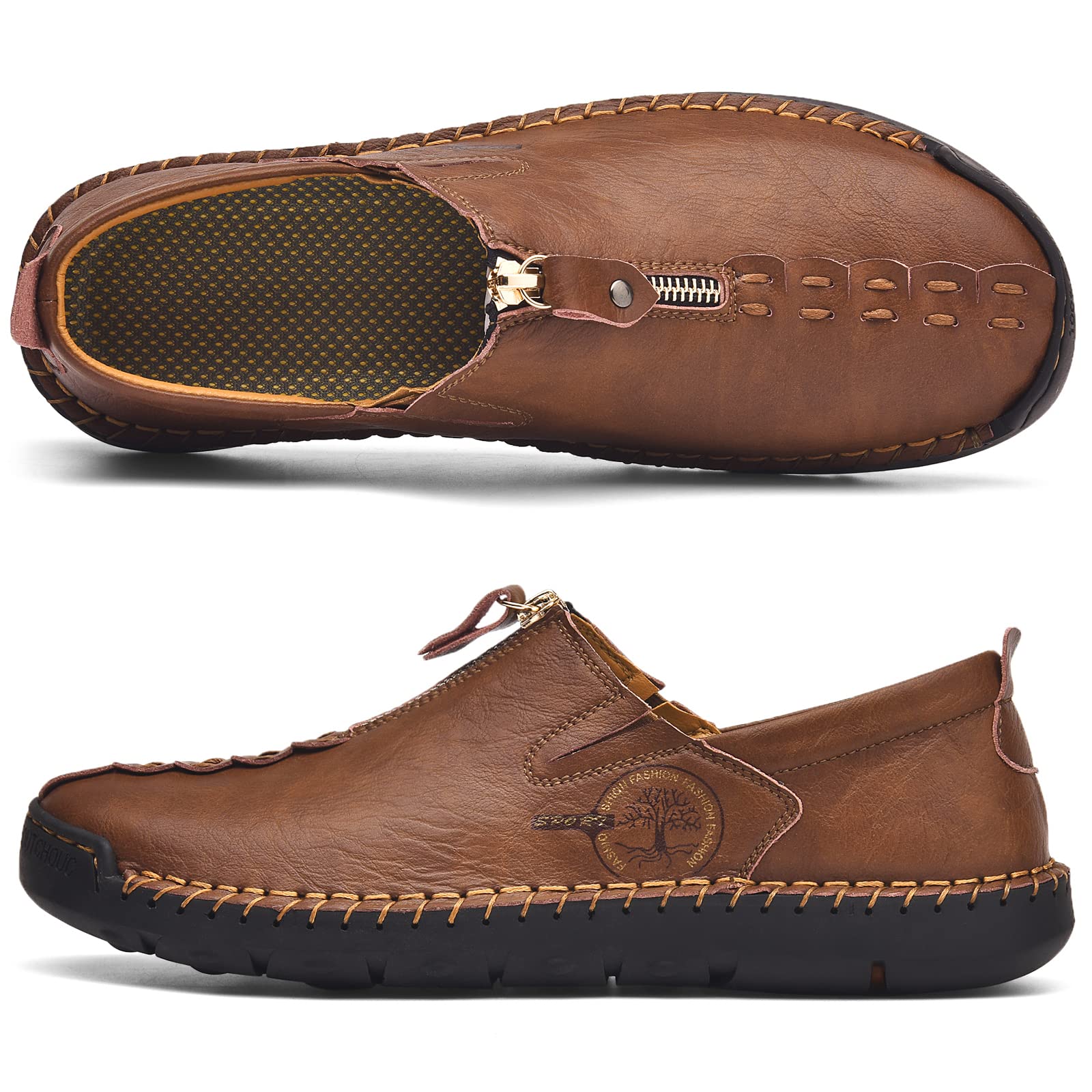 Men's Casual Leather Slip-On Loafers - Breathable Comfortable Walking Shoes for Men | Perfect for Office, Travel & Everyday Wear