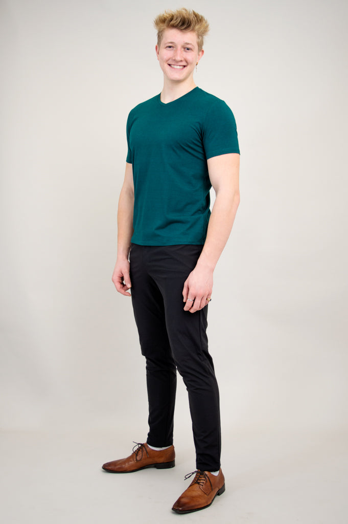 Adam Short Sleeve Bamboo Shirt for Men - Breathable Teal Casual T-Shirt - Perfect for Summer, Travel & Outdoor Activities