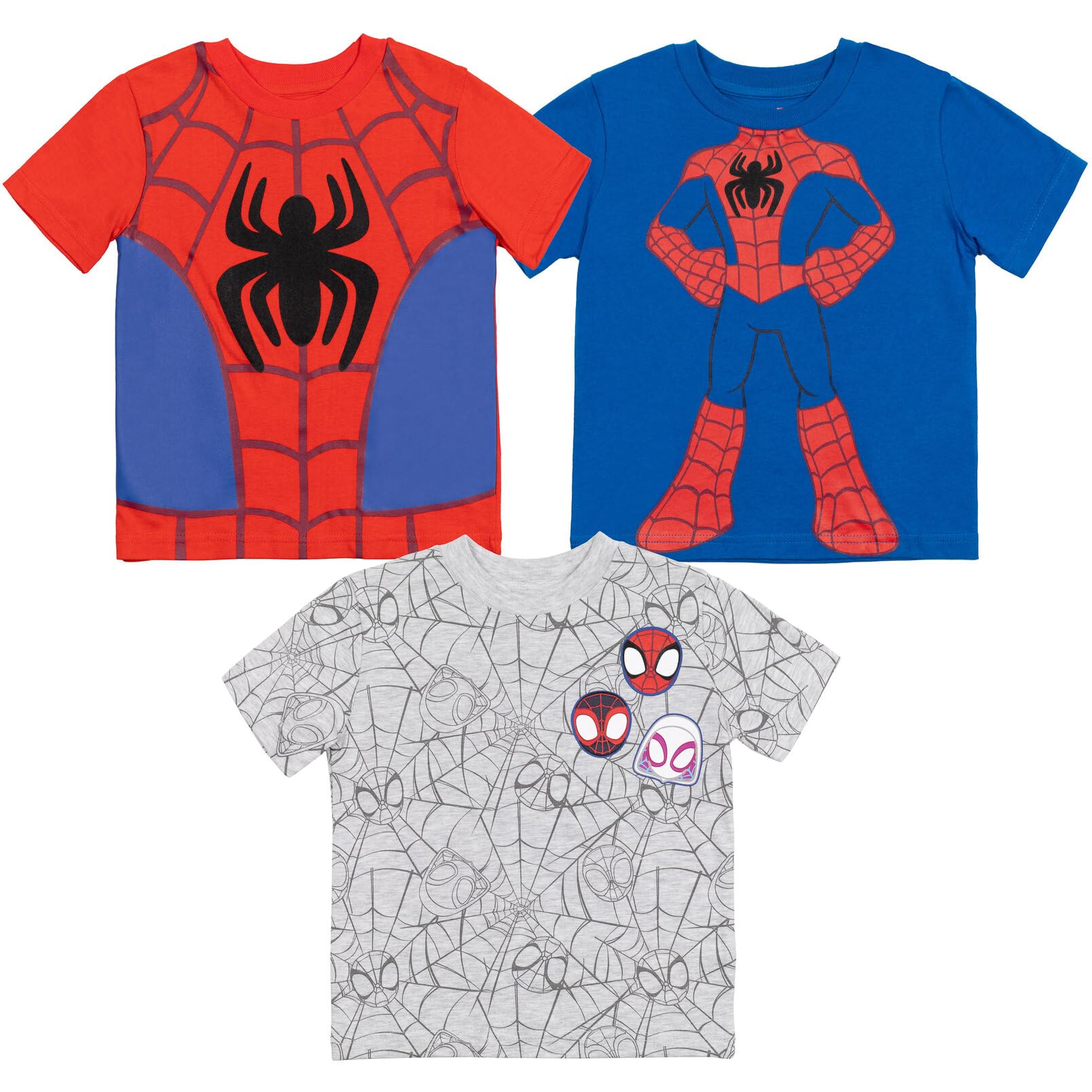 Marvel Avengers Spider-Man Iron Man Thor 3 Pack Kids T-Shirts Set - Toddler to Big Kid Sizes (2T-12) - Superhero Cotton Tees for Playtime, School & Cosplay