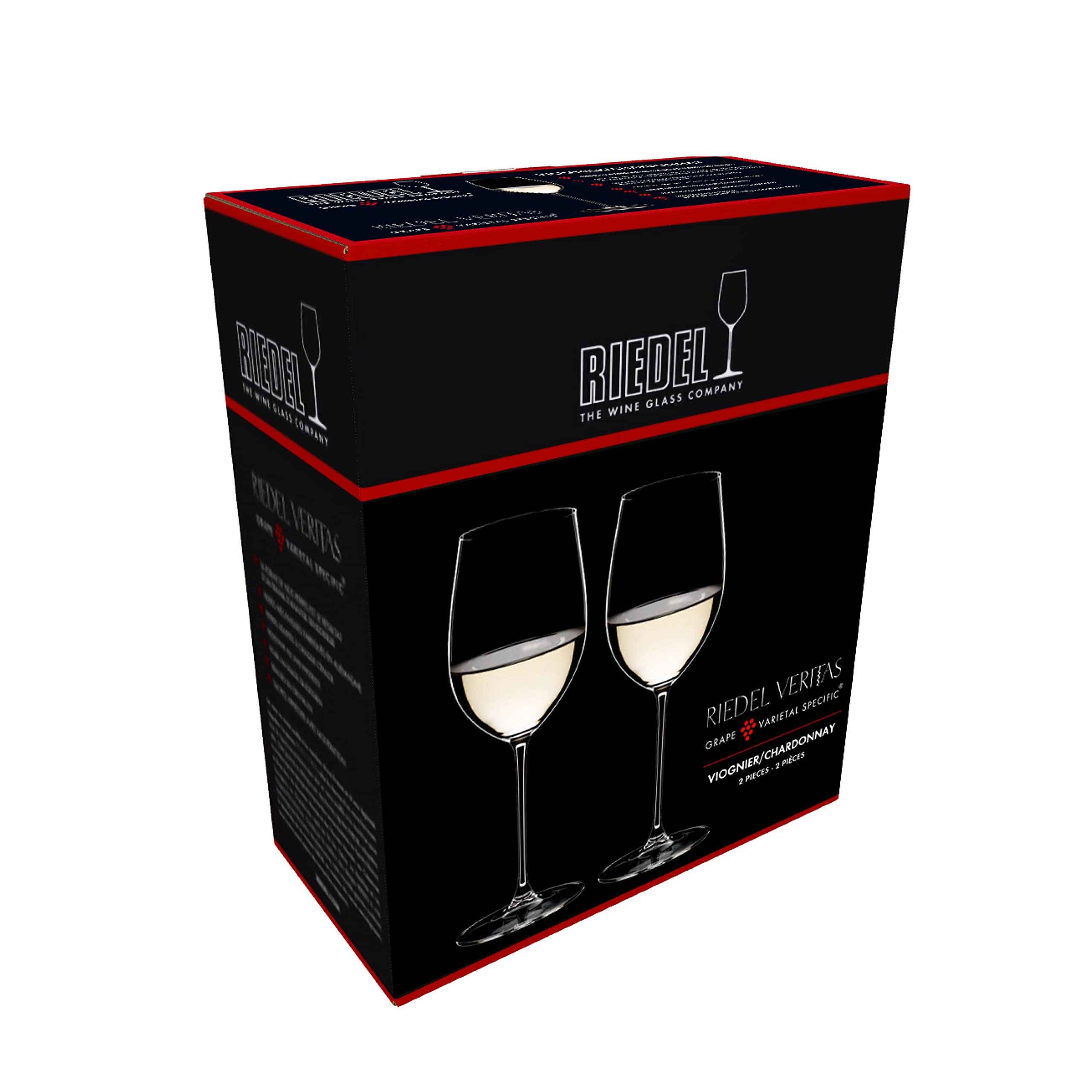 Riedel Veritas Viognier/Chardonnay Wine Glasses Set of 2 - 13.05oz Custom Engraved Crystal Stemware for White Wines - Perfect for Chardonnay, Pinot Grigio, Sauvignon Blanc - Ideal for Weddings, Anniversaries & Dinner Parties