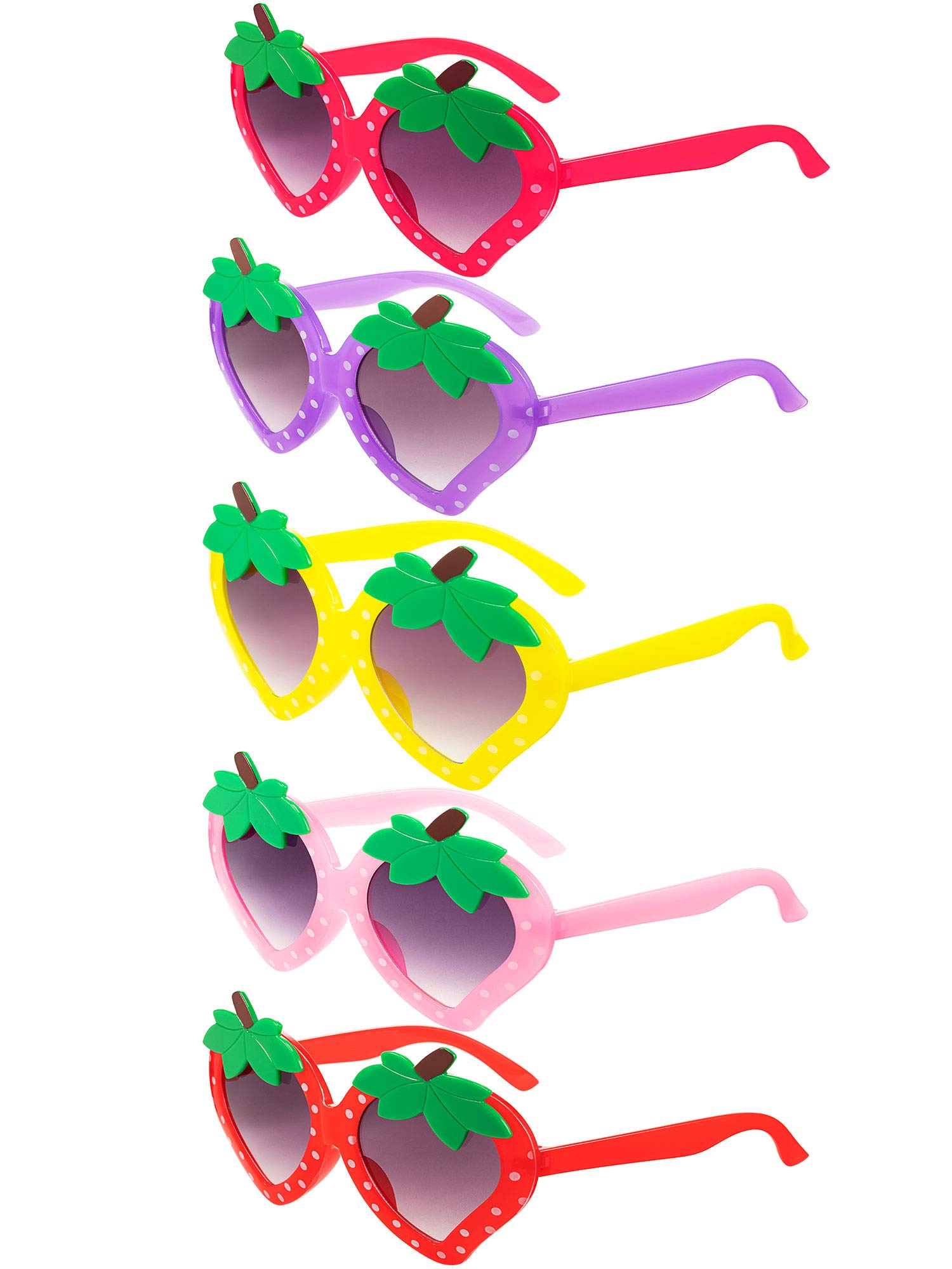 Frienda 5 Pairs Toddler Sunglasses for Girls - Cute Strawberry Shaped UV Protection Sunglasses, Fun & Stylish Eyewear for Baby Girls - Perfect for Beach, Pool, Outdoor Play & Birthday Party Favors