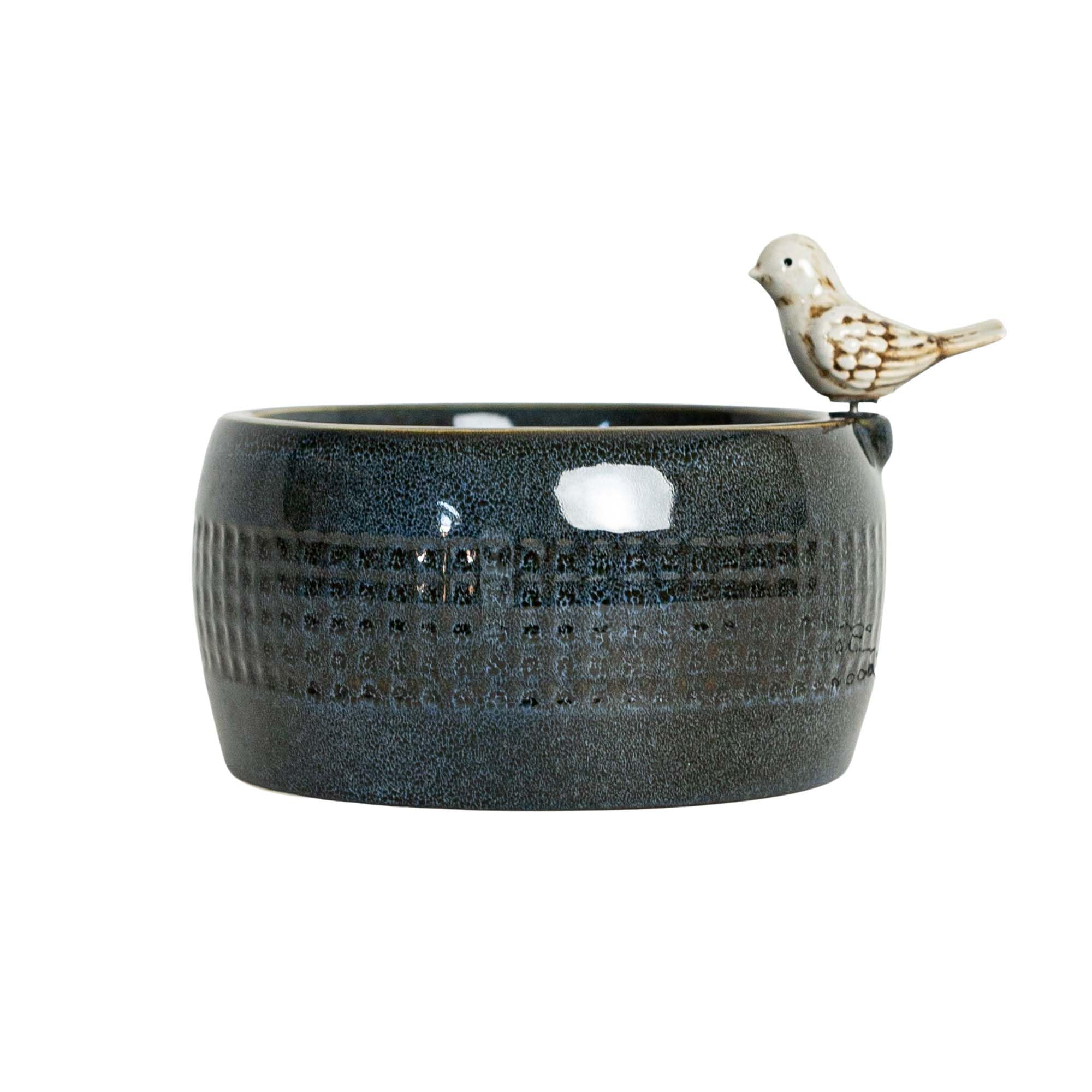 Foreside Home & Garden Blue Porcelain Perched Bird with LED Light Fountain - Outdoor Garden Decor for Patio, Yard, and Lawn