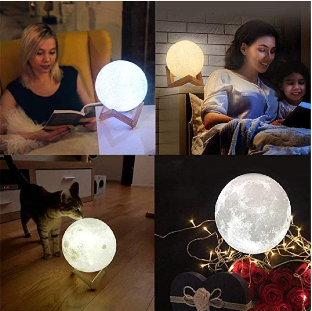 Custom 3D Moon Lamp with Personalized Photo - 7.1 Inch Night Light for Bedroom, Romantic Gift for Anniversary, Birthday, Valentine's Day - Unique Home Decor & Mood Lighting