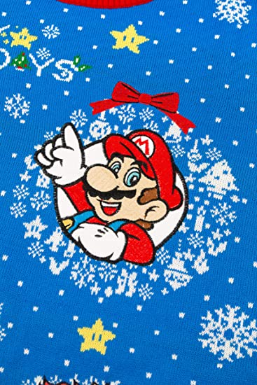 Super Mario Christmas Jumper Sweater - Ugly Holiday Sweater for Nintendo Fans - 2XS Size - Perfect for Christmas Parties & Gaming Events
