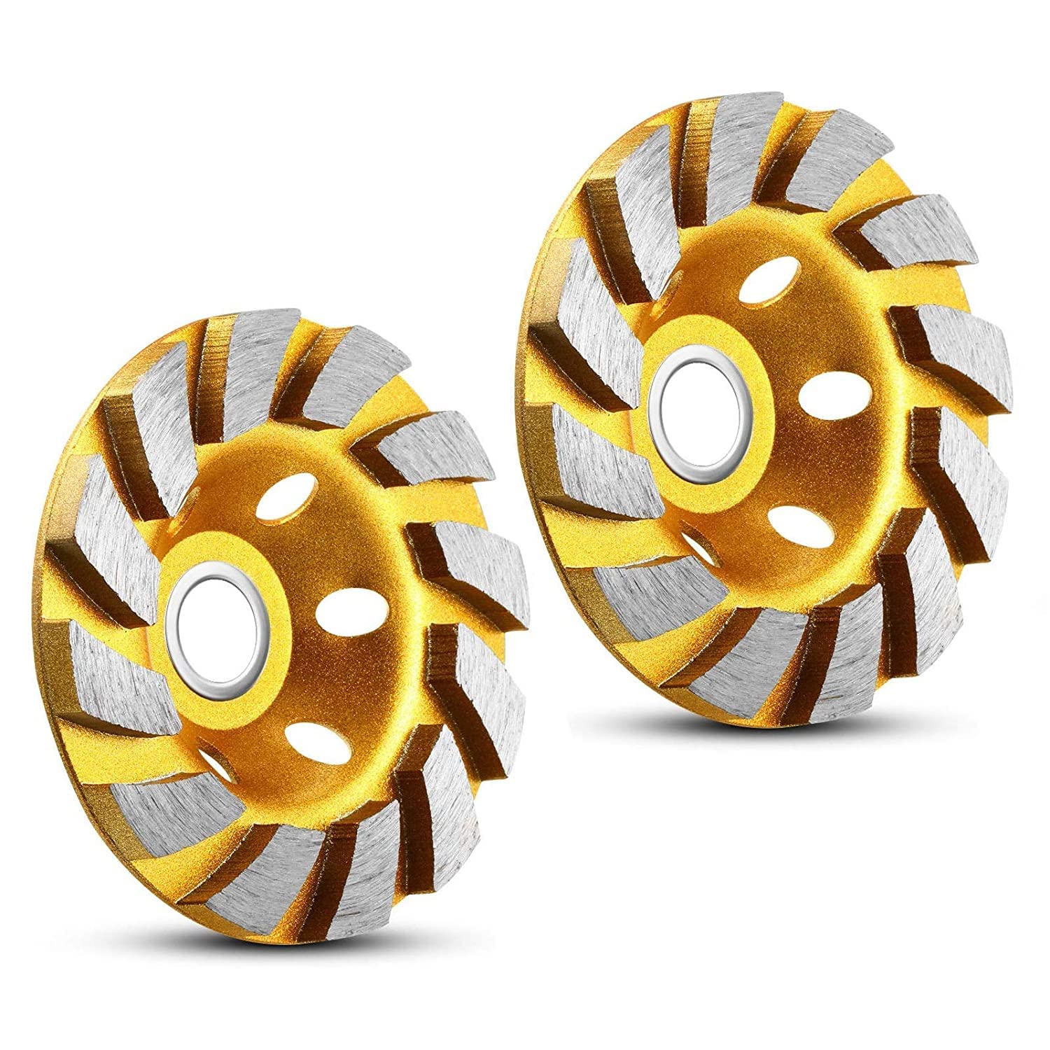 2 Pcs Turbo Diamond Grinding Cup Wheel for Concrete, Granite, Marble - Heavy Duty Turbo Cup Disc Grinder for Sanding Concrete Walls, Floors & Masonry - Perfect for Construction, Renovation & DIY Projects