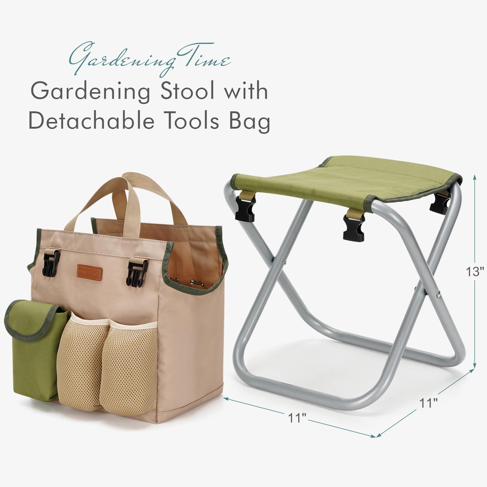 10-Piece Gardening Hand Tools Set with Storage Tote Bag & Seat - Durable Stainless Steel Garden Kit for Planting, Weeding & Landscaping - Perfect Gardening Gifts for Women & Men (Valentine's Day, Mother's Day) - Ideal for Backyard, Lawn Care & Outdoor Activities