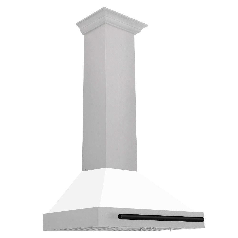 ZLINE KB4SNZ WM30 30-Inch Convertible Wall Mount Range Hood - Satin Stainless Steel with White Matte Shell & Accent Handle | Autograph Edition | Perfect for Modern Kitchens & Open-Concept Homes