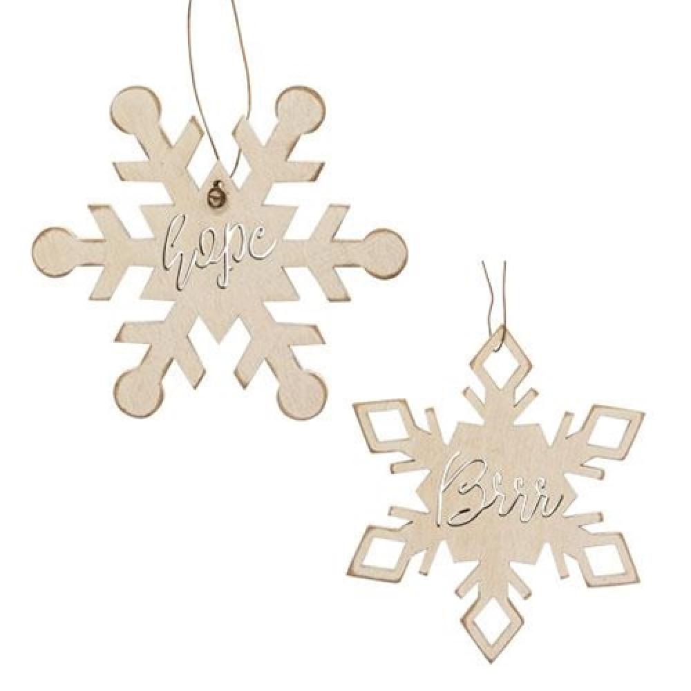 2-Pack Brr & Hope Snowflake Christmas Ornaments - Perfect for Holiday Tree Decorations, Winter Home Decor & Festive Gift Giving