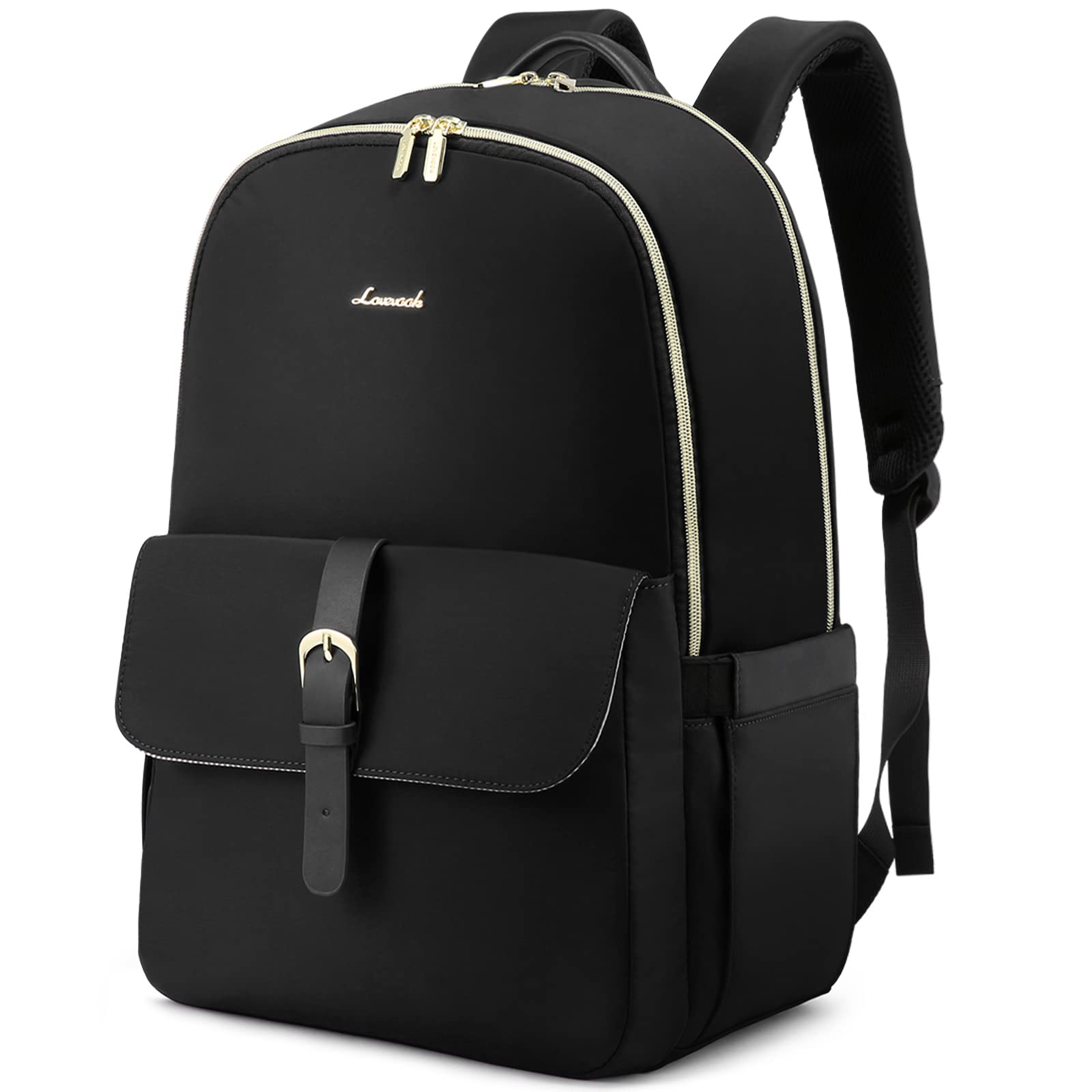 LOVEVOOK Women's Lightweight Laptop Backpack - Large Capacity Travel & Work Backpack Fits 15.6 Inch Laptop - Perfect for Business, College & Commuting (Black)