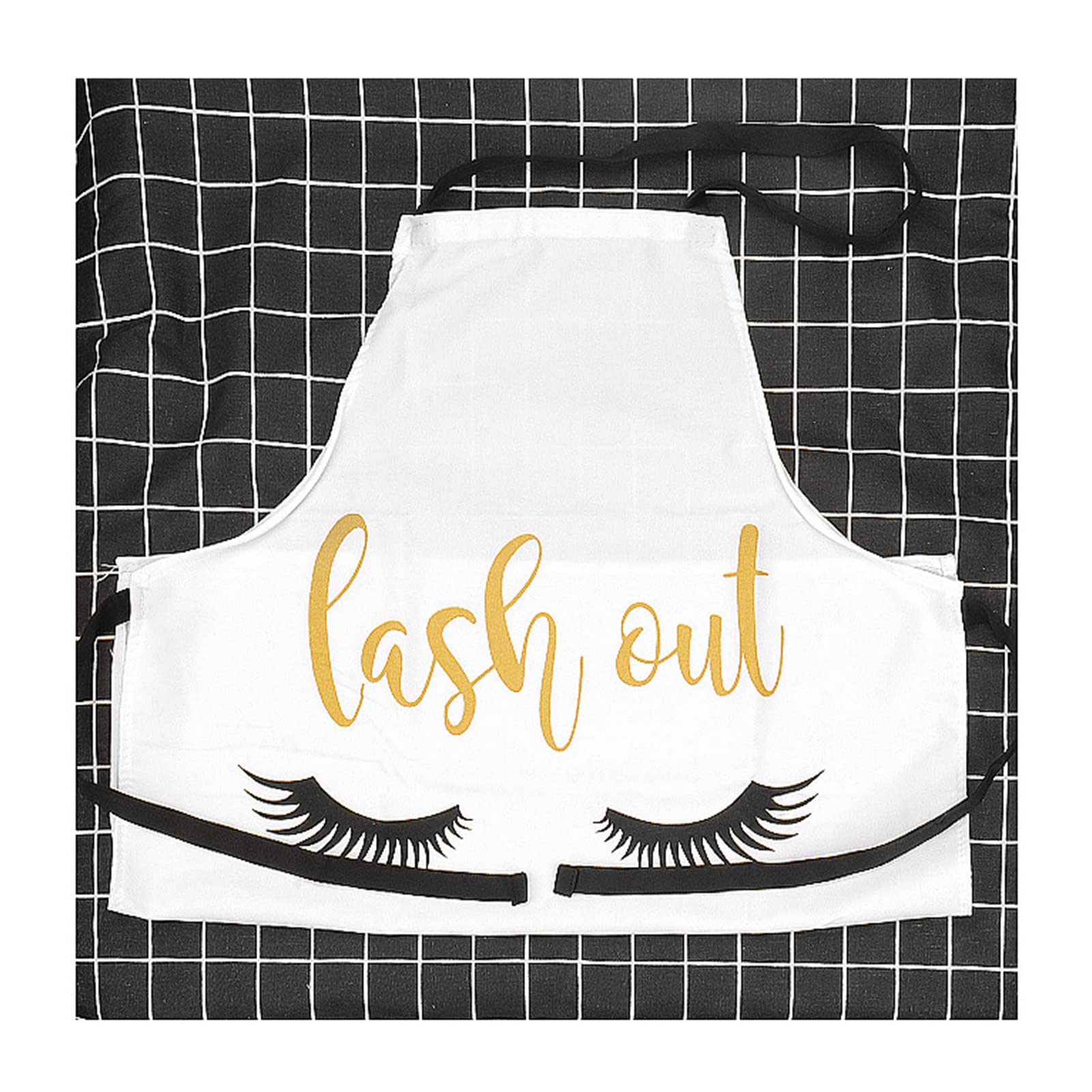 Washable Eyelash Extension Apron - Cotton Polyester Blend Beauty Salon Apron with Lash Pattern, Sleeveless, Soft & Breathable for Lash Technicians (White) | Perfect for Eyelash Extensions, Lash Lifts & Salon Treatments
