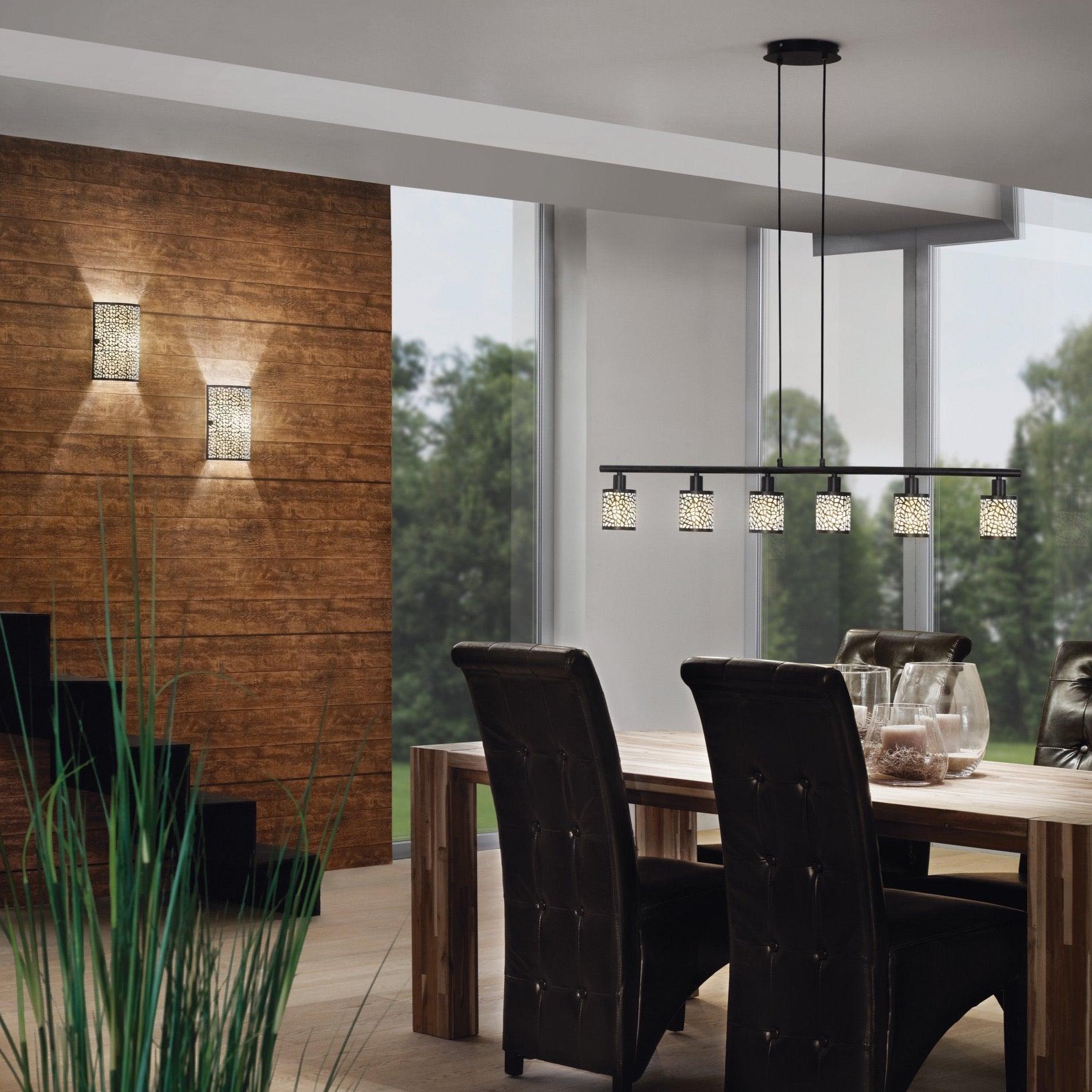 Eglo Almera Brown Steel & Champagne Glass Wall Light - Modern Indoor/Outdoor Sconce for Living Room, Bedroom, or Patio Lighting