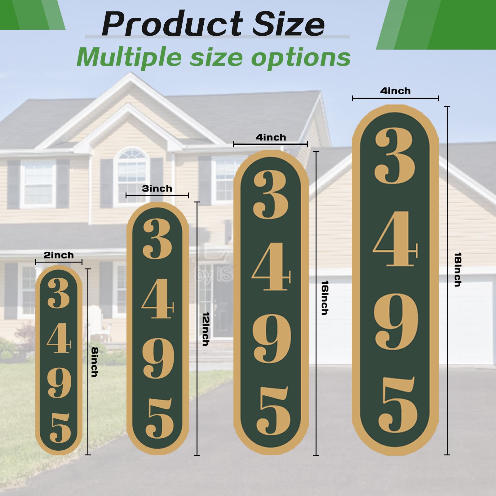 Custom Aluminum Reflective Address Plaque - Personalized Horizontal House Number Sign for Outdoor Use | Durable Mailbox, Door & Street Address Plaque for Enhanced Visibility at Night