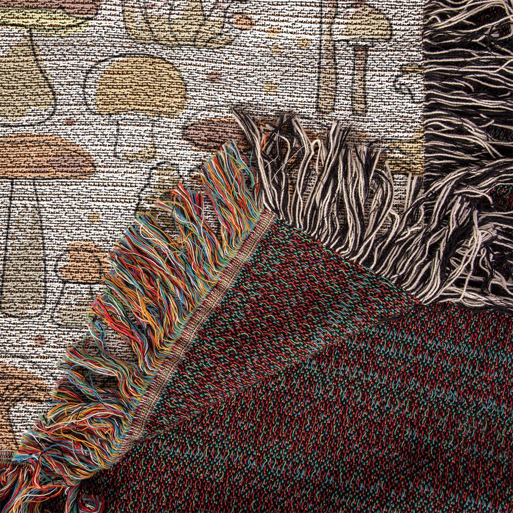Handwoven 100% Cotton Mushroom Blanket with Fringe - 50
