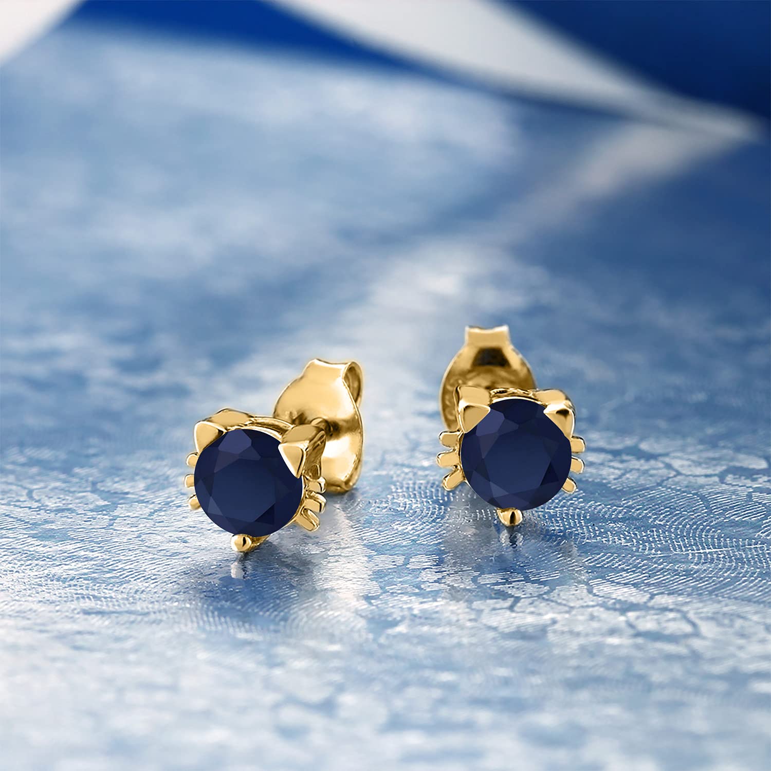 5MM Round Gemstone Birthstone Kitty Cat Stud Earrings - 925 Sterling Silver for Women & Men | Perfect Gift for Cat Lovers | Elegant Jewelry for Everyday Wear & Special Occasions