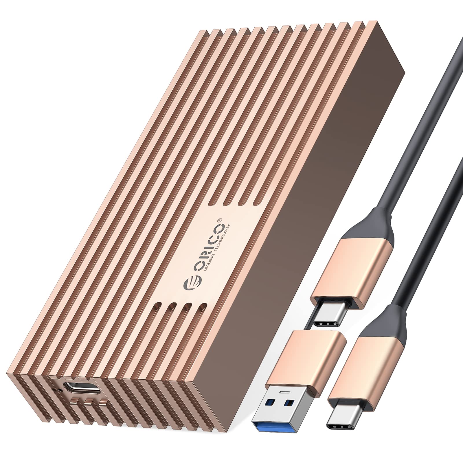 ORICO 40Gbps NVMe SSD Enclosure - USB-C M.2 to Thunderbolt 3/4 Adapter for NVMe M-Key 4TB SSD 2280, Aluminum External SSD Case, Compatible with USB 3.2/3.1/3.0/Type C (M234-Golden) - Perfect for MacBook Pro, Gaming & Data Backup