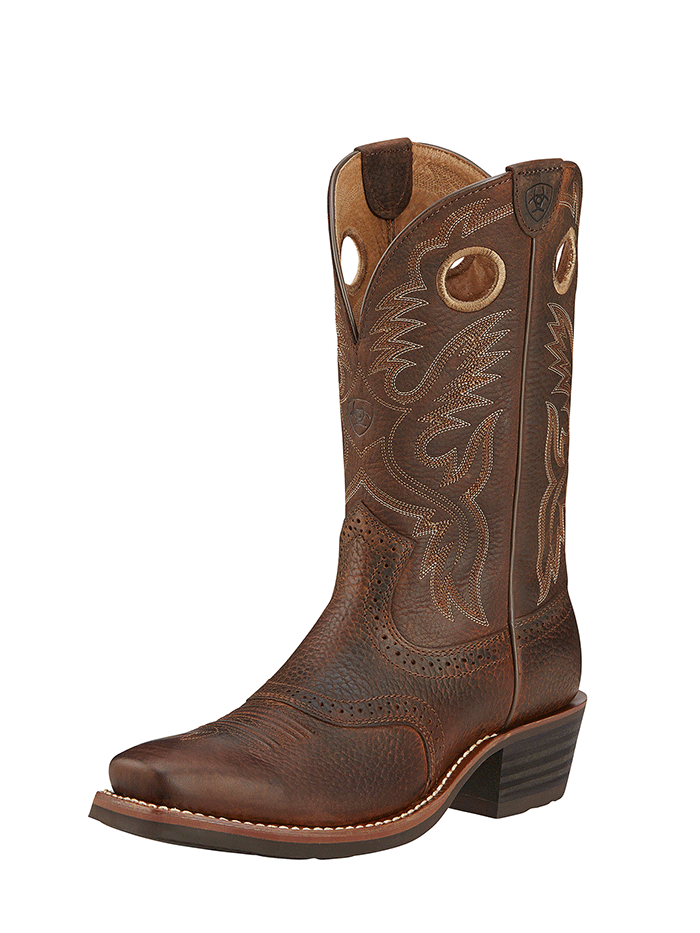 Ariat Men's Heritage Roughstock Western Boot - Brown Oiled Rowdy Cowboy Boots for Rodeo, Riding & Work | Durable Leather & Comfortable Design