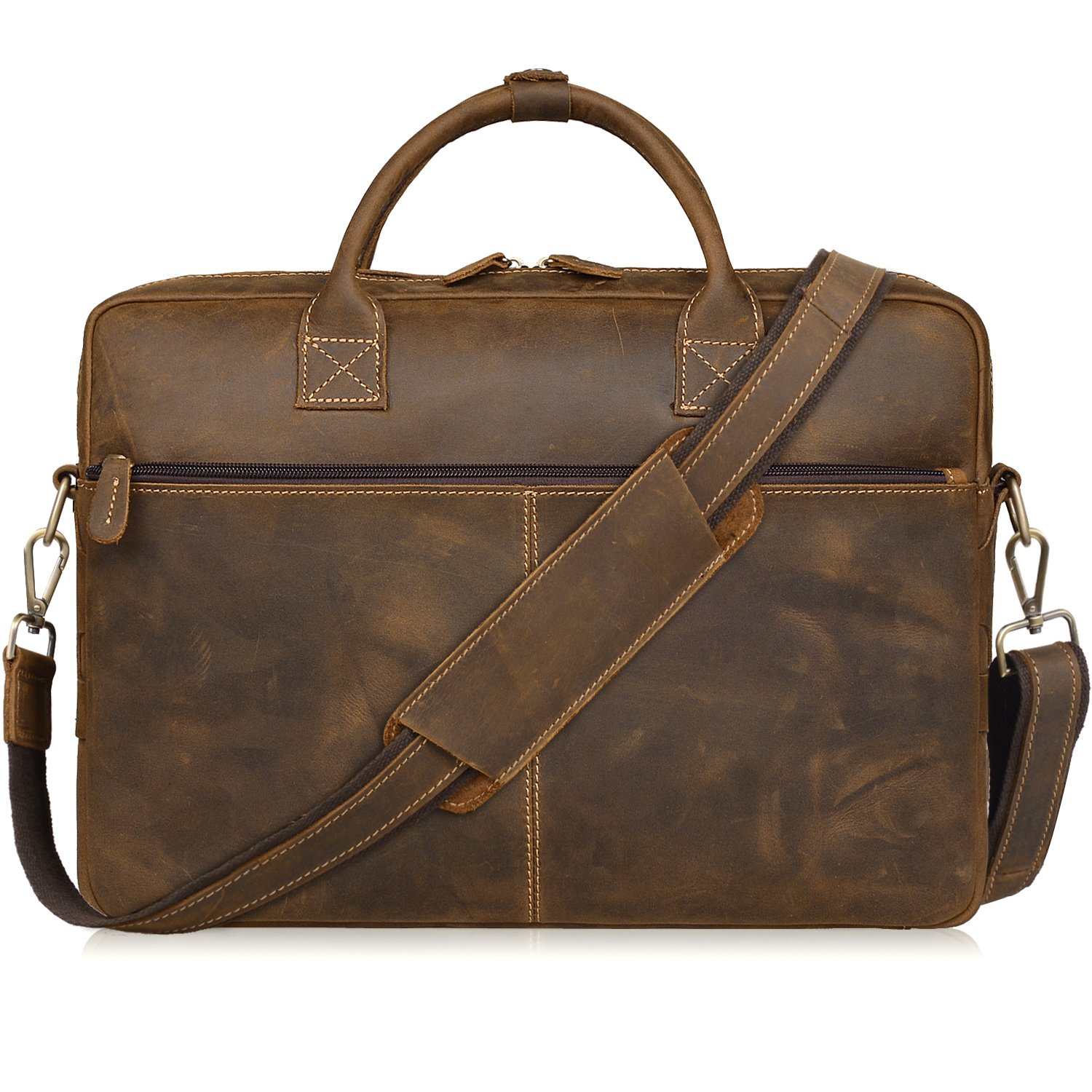 Premium Full Grain Leather Briefcase for Men - Handmade Business Laptop Bag with 15.6 Inch Compartment | Durable Messenger Bag for Office, Travel & Professional Meetings