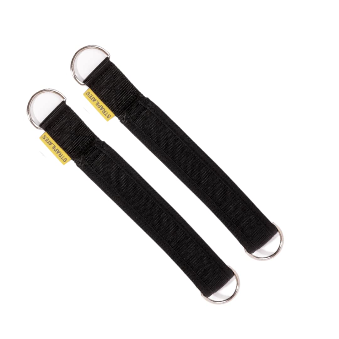 Adjustable Single Loop Fitness Pilates Straps for Reformer & Cadillac - Double D-Ring Design, Pair of Black Exercise Bands - Perfect for Home Workouts, Studio Training & Physical Therapy