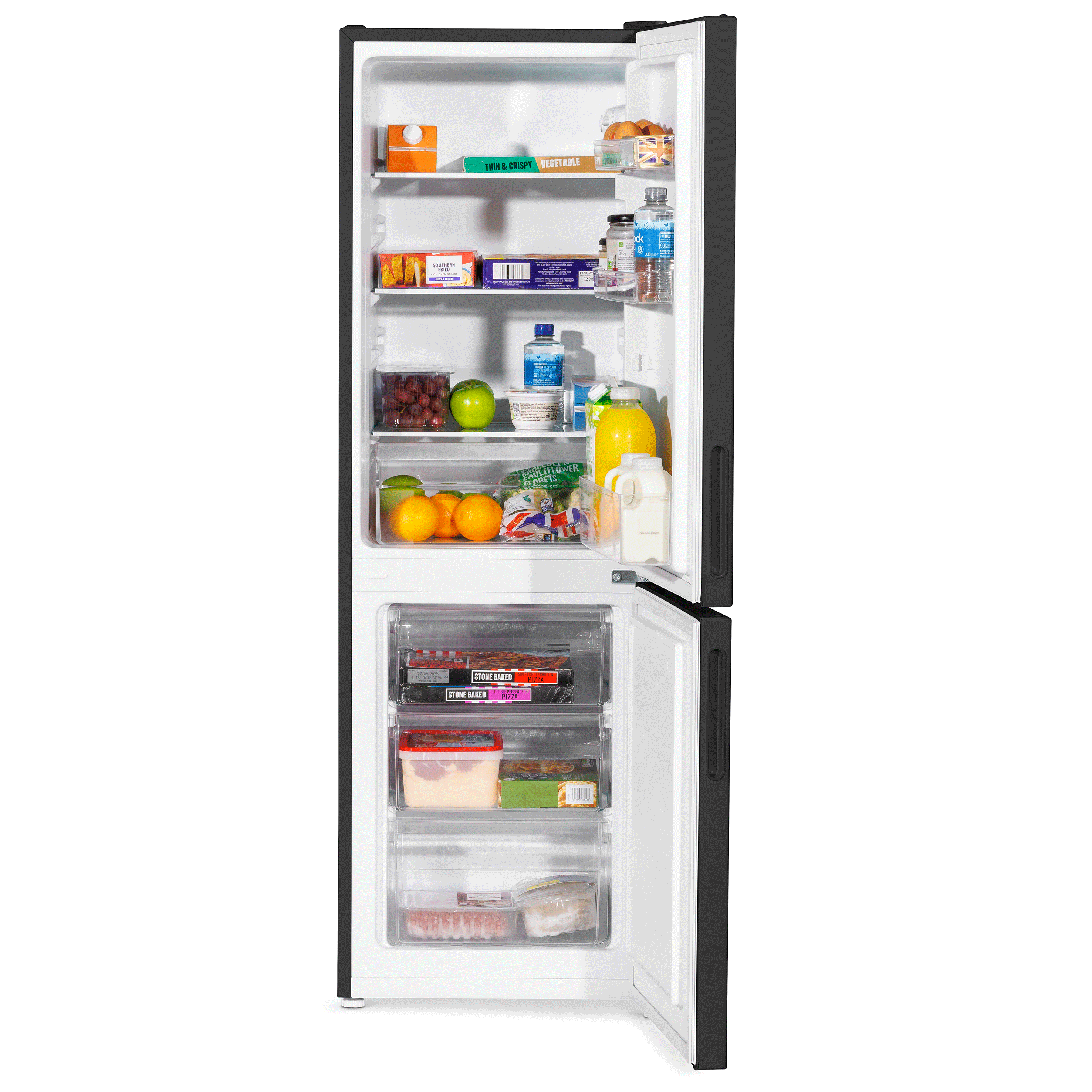 Baridi 47cm 70/30 Fridge Freezer - 157L Capacity, Low Frost Technology, 4 Star Energy Rating, Black (DH253) - Perfect for Small Apartments, Dorms & Office Break Rooms