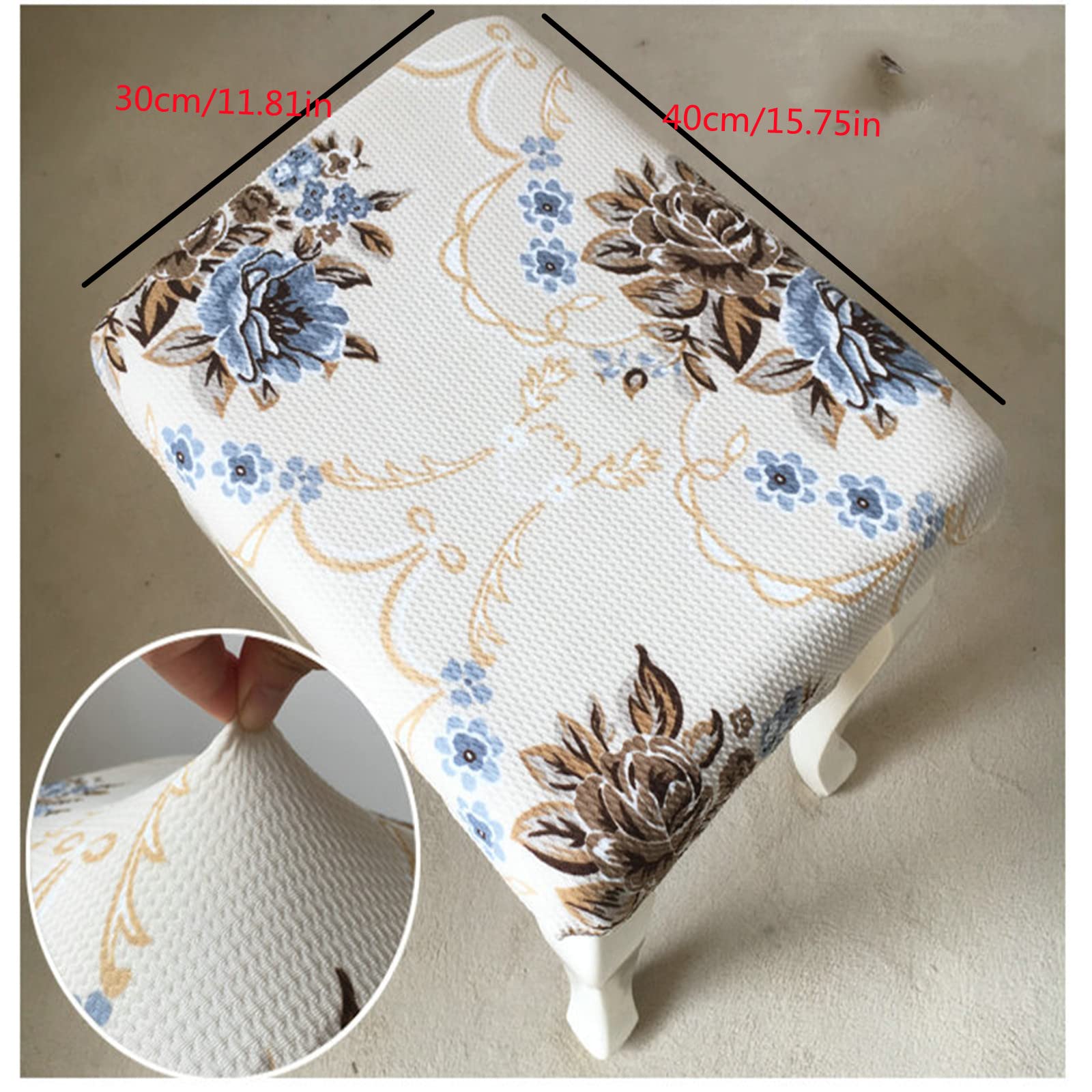 Elastic Rectangle Bar Stool Covers - Vanity Stool Covers Square, Foot Stool Seat Cushion Covers for Dressing Chair & Counter Stools - Washable Stretchable Saddle Seat Covers for Home, Kitchen, Bar & Salon Use