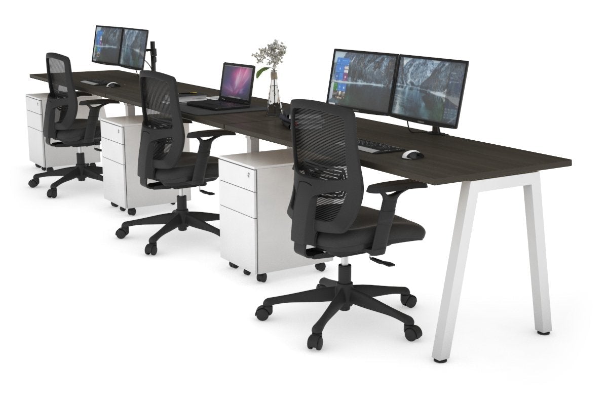 Quadro 3-Person Office Workstation Desk - 1600L x 700W - Collaborative Workspace Solution for Team Projects & Office Productivity
