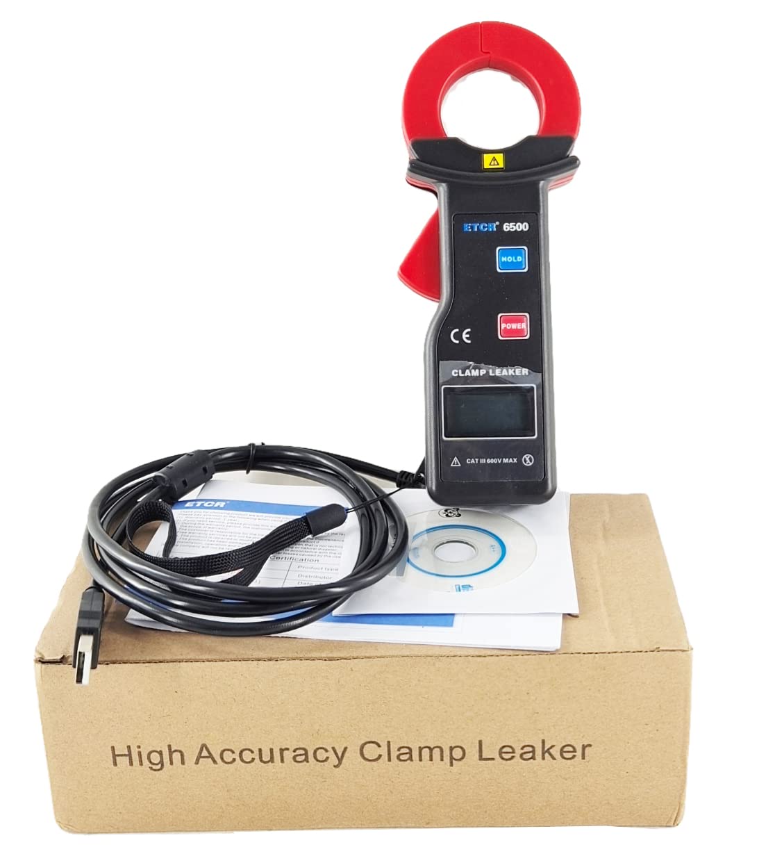 Digital Clamp Meter Leakage Current Tester - AC Clamp Ammeter with Data Storage (99 Groups), 0.000mA-300.00A Range - Perfect for Electrical Maintenance, HVAC Repair & Industrial Safety Testing