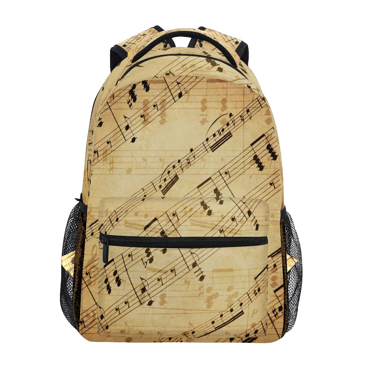 Pfrewn Vintage Music Note Backpack - Water Resistant Daypack for Men & Women, Perfect for School, Travel, Sports & Music Instrument Storage | Retro Style Mini Backpack Purse