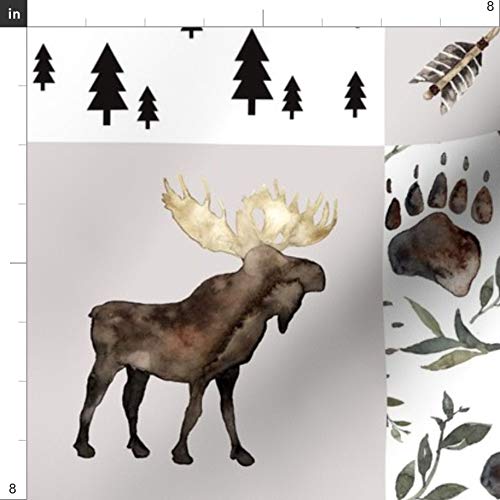 Woodland Plaid Buffalo Cheater Quilt Fabric - Printed on Soft Minky Fabric - Perfect for Baby Blankets, Quilt Backing & Sewing Projects - Fat Quarter Size - Featuring Moose & Bison Design - Ideal for Nursery Decor, DIY Crafts & Cozy Home Textiles