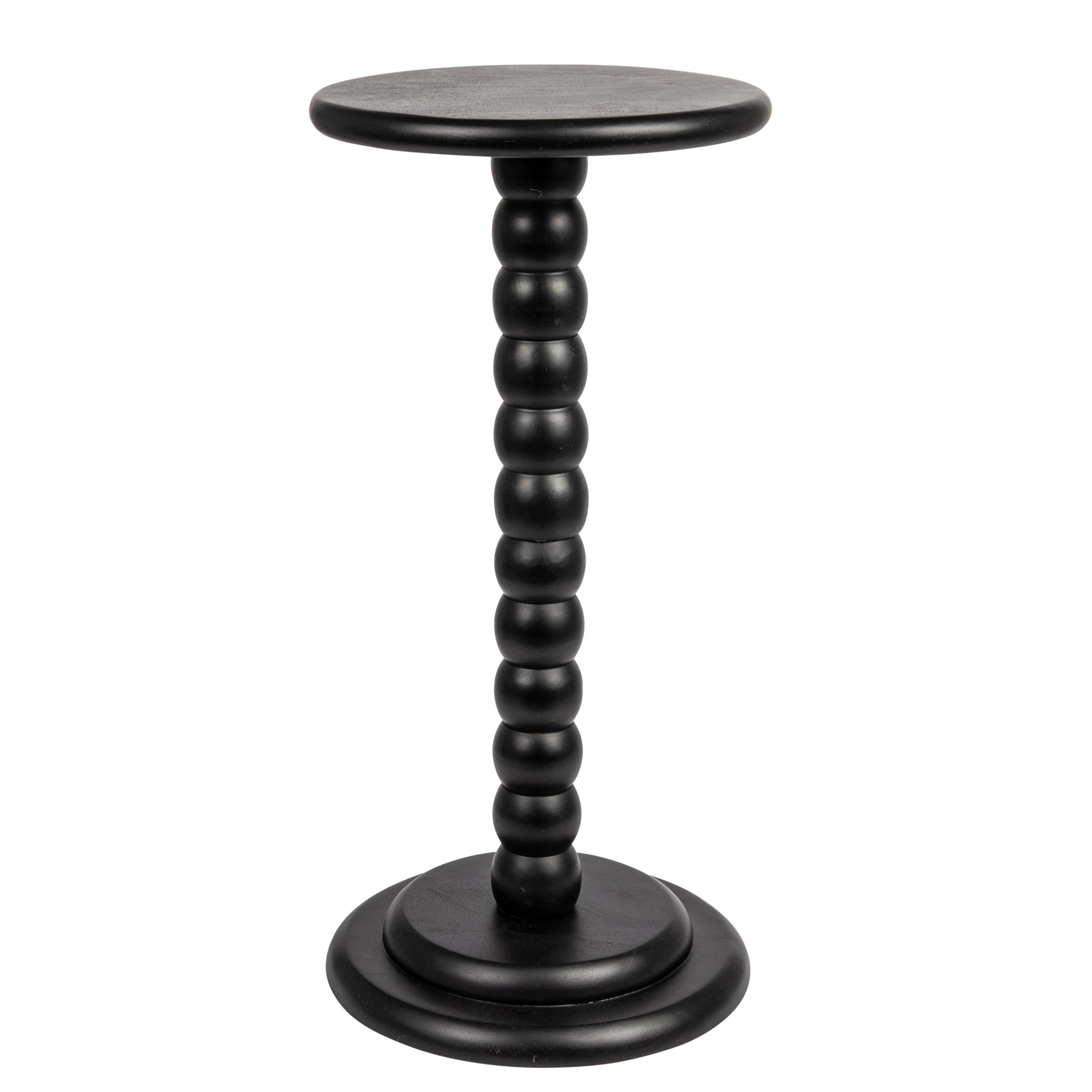 Creative Co-Op Stacked Pedestal Cocktail Side Table - Modern Black Accent Table for Living Room, Bedroom or Patio - Perfect for Drinks, Books & Home Decor