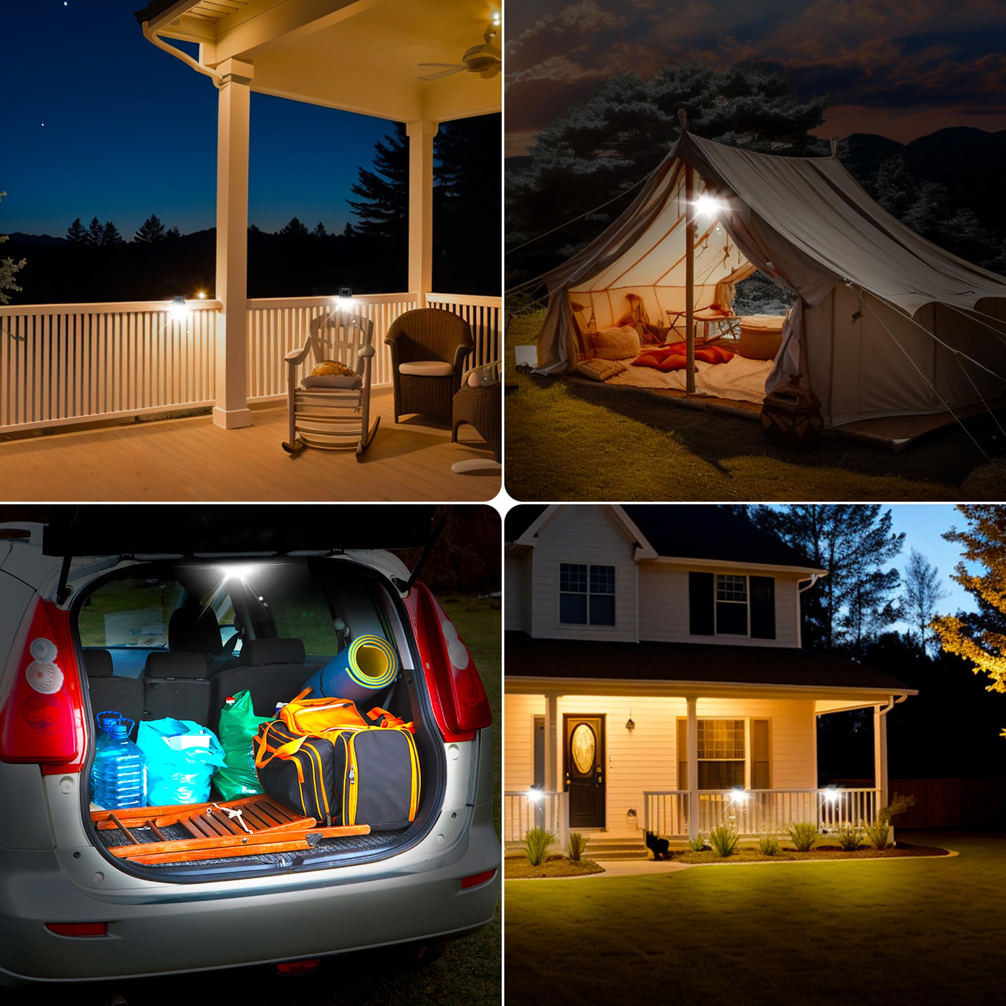 JJX 132LEDs Solar Powered Motion Sensor Lights Outdoor 2 Pack - 2000mAh Rechargeable Battery, IP65 Waterproof for Garden, Pathway, Camping & Security Lighting