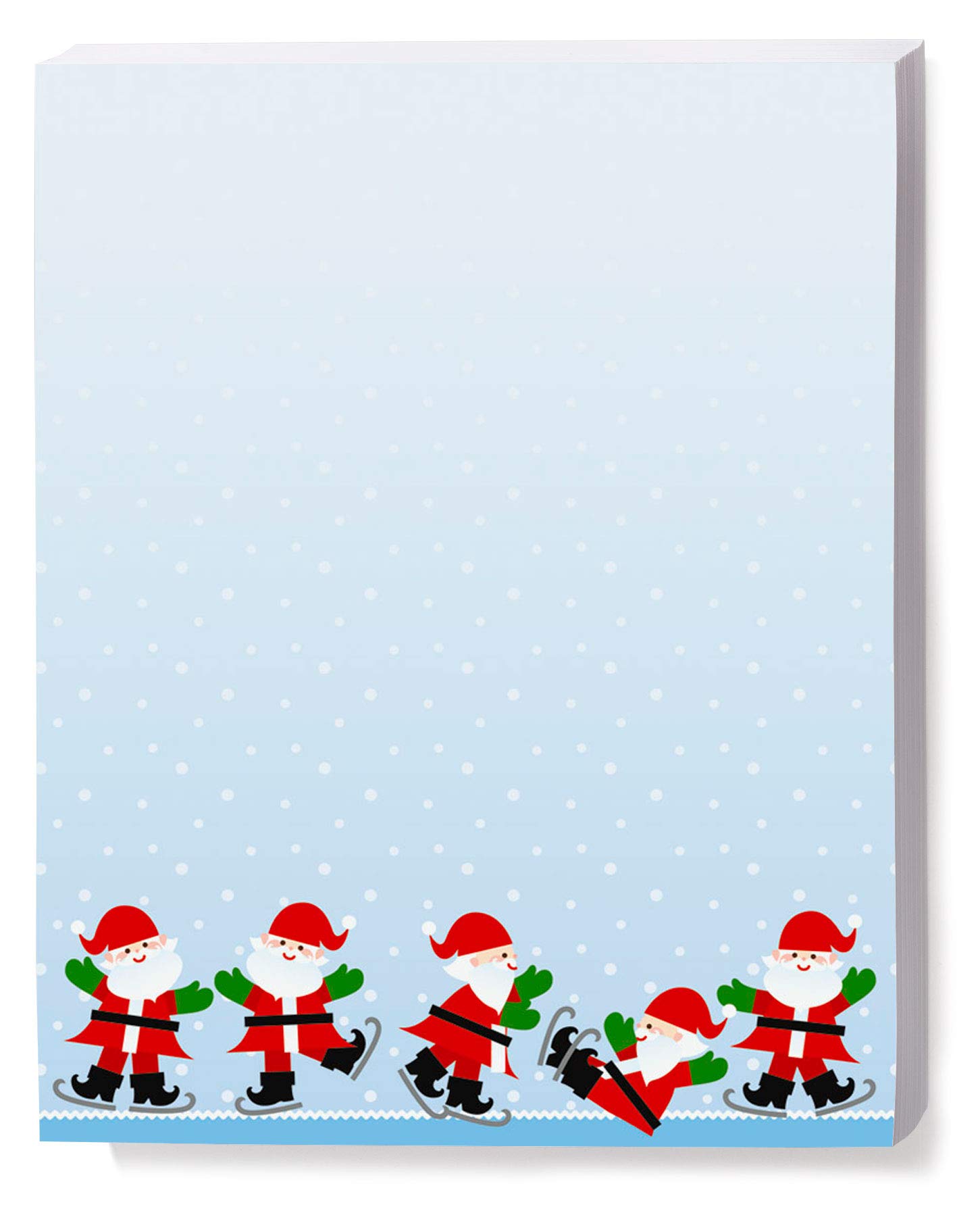 Premium Winter Wonderland Skating Santas Christmas Stationery Set - 25 Sheets of Elegant 8.5 x 11 Border Paper & Letterhead for Holiday Cards, Office Decor & Festive Correspondence