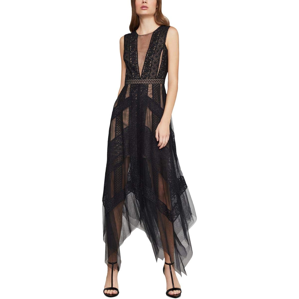 BCBGMAXAZRIA Women's Andi Lace Cocktail Dress - Elegant Floral Embroidery Formal Gown for Evening Parties, Weddings & Special Occasions