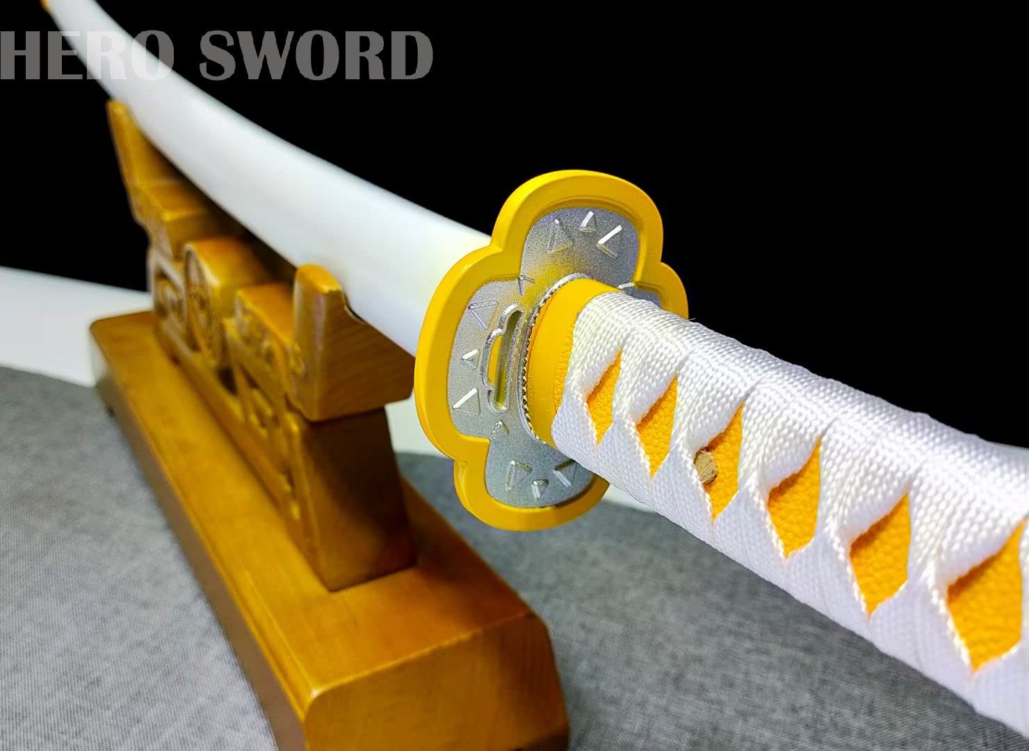 Handmade 1095 High Carbon Steel Demon Slayer Katana Sword - Agatsuma Zenitsu Cosplay Knife, Sharp Japanese Anime Sword for Collection & Display | Perfect for Anime Fans, Cosplay Events & Martial Arts Training