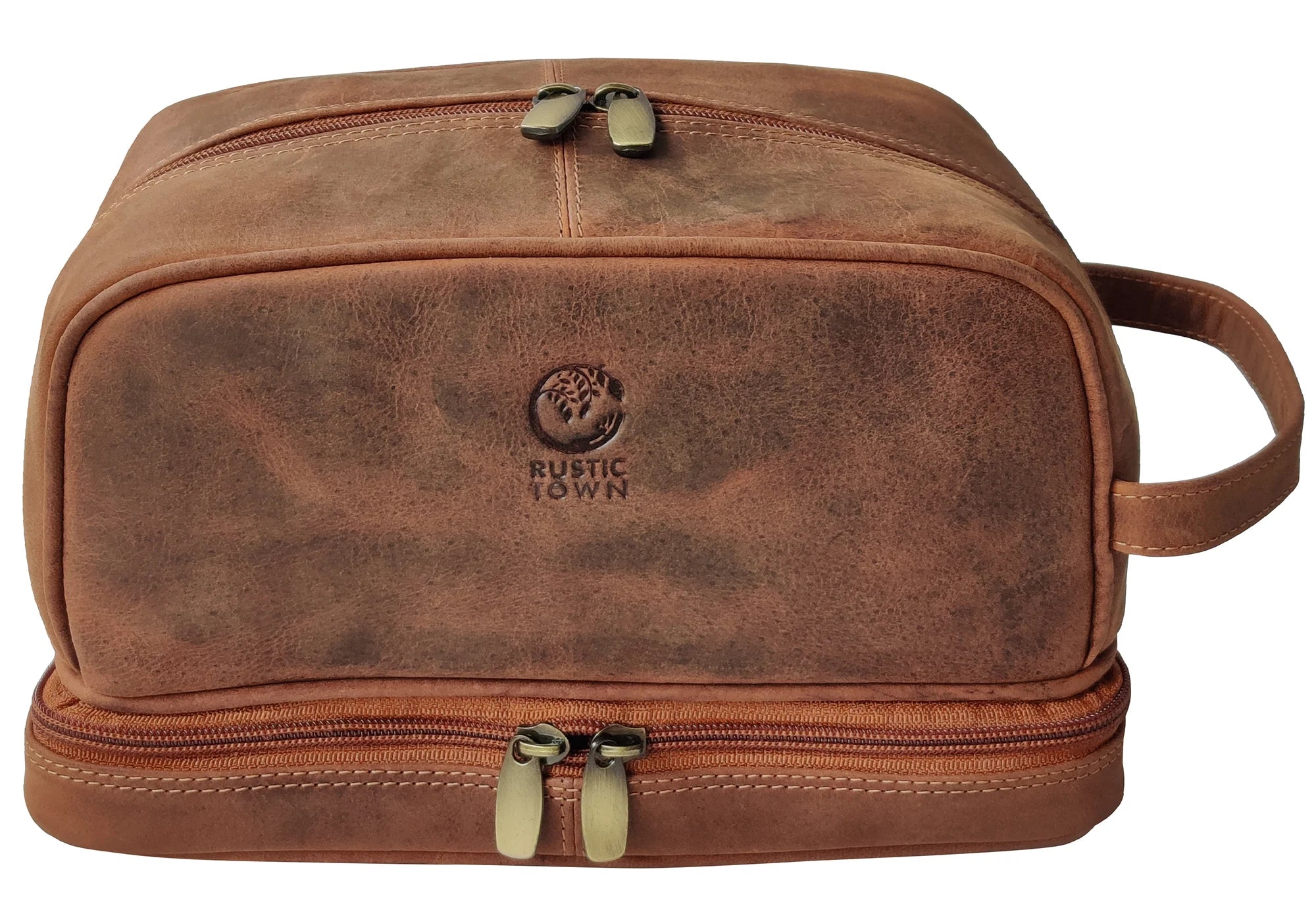 Premium Nancy Leather Travel Makeup Bag for Women - Waterproof Cosmetic Organizer (Brown) - Perfect for Air Travel, Vacation & Daily Essentials Storage