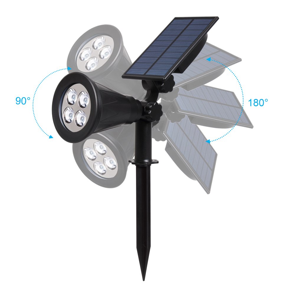 T-SUN Solar Spotlights Outdoor Waterproof - LED Solar Landscape Lights with Auto On/Off - Adjustable Solar Garden Lights for Trees, Patio, Yard, Driveway & Pool Area (Purple & Green) - Perfect for Pathway Lighting, Garden Accents & Nighttime Safety