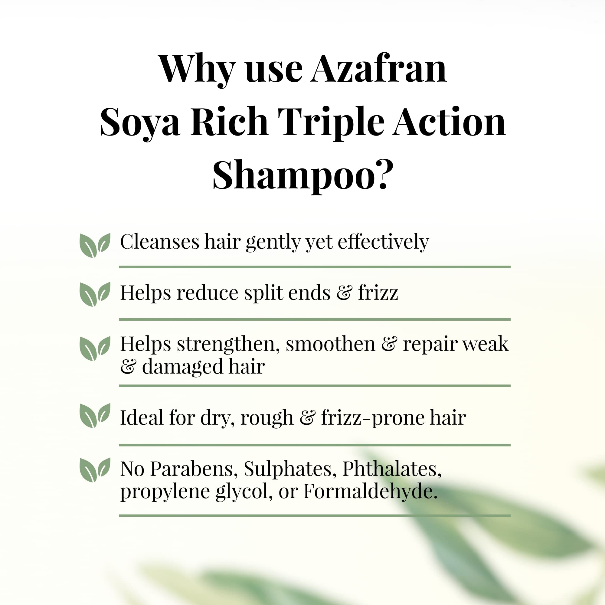 Azafran Organics Intense Moisturizing Shampoo for Frizz-Free Smooth Hair - Soya Rich Formula with Olive Butter, Soy Butter & Glycerin - Best for Dry, Rough & Frizz-Prone Hair - 100g - Perfect for Daily Hair Care & Salon-Quality Results at Home