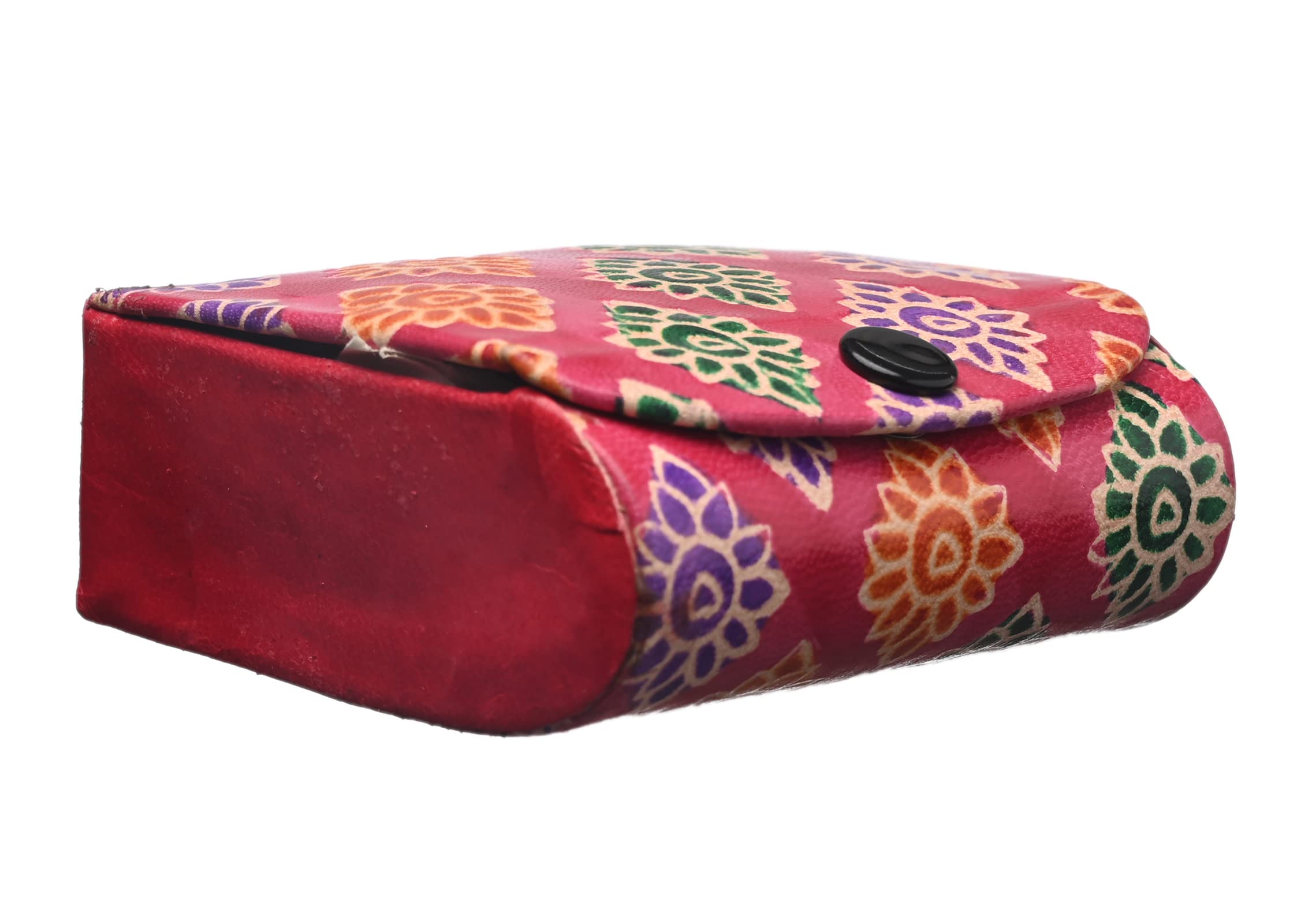 Premium Leather Lipstick Case Holder with Mirror - Traditional Floral Design Jewelry Box Organizer for 2 Lipsticks - Perfect for Handbags & Crossbody Bags (Dark Pink) - Ideal Gift for Women, Makeup Lovers & Travel Accessories