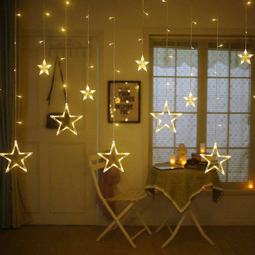 Twinkle Star Bed Canopy with 138 LED String Lights - 12 Glowing Stars for Girls Room Decor, Nursery, Wedding & Romantic Bedroom Ambiance