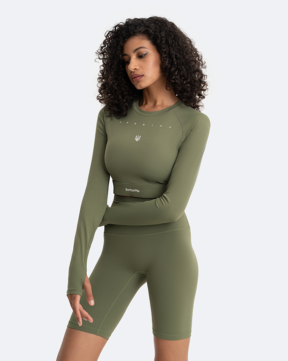 Women's Cropped Long Sleeve Shirt - Slim Fit Workout Top for Yoga & Gym - Creating Power Within - Perfect for Fitness, Running & Casual Wear
